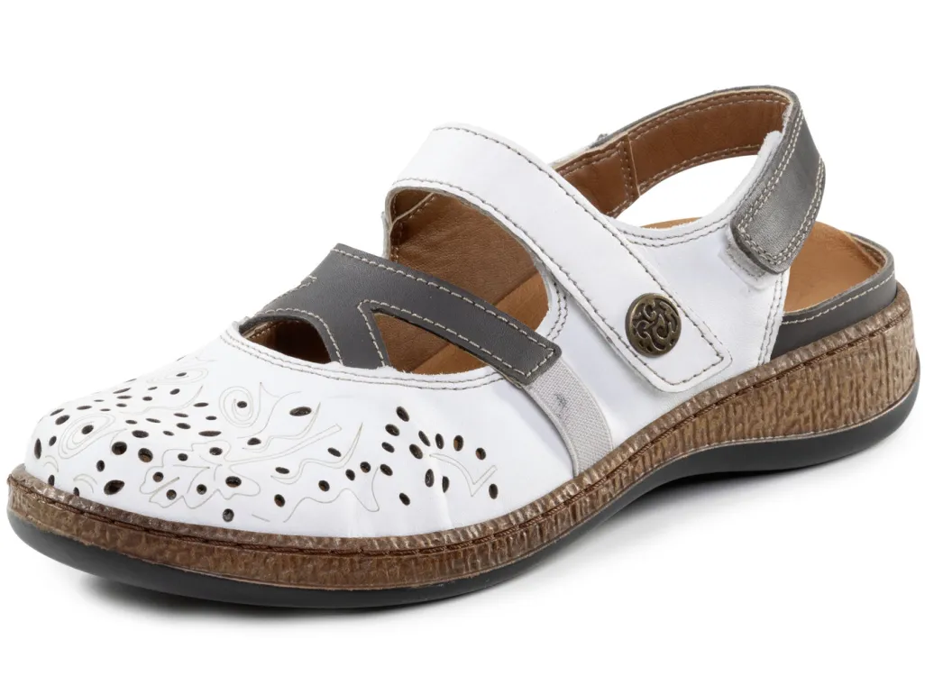 ELENA EDEN Schuhe|Damenschuhe>Slipper aus teilweise geprägtem Nappaleder WEISS-GRAU