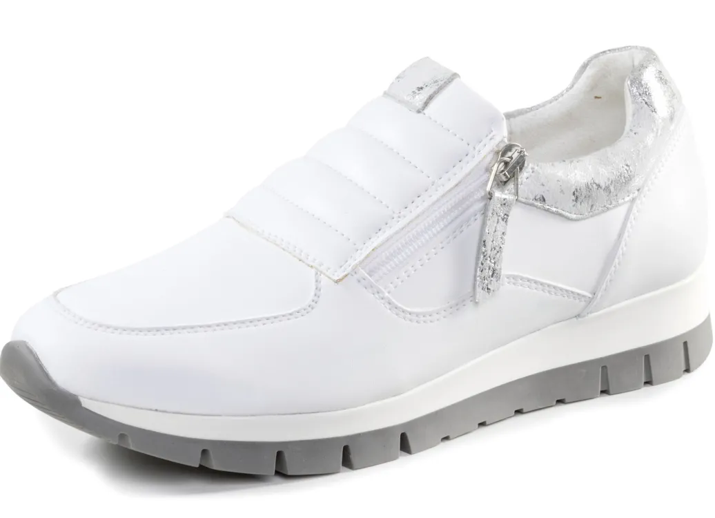 ELENA EDEN Schuhe|Damenschuhe>Sneaker aus Nappaleder und silbergrau geprägtem Veloursleder