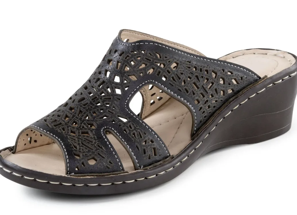 ELENA EDEN Damenschuhe|Schuhe>, sommerliche Damen-Pantoletten, aus Leder