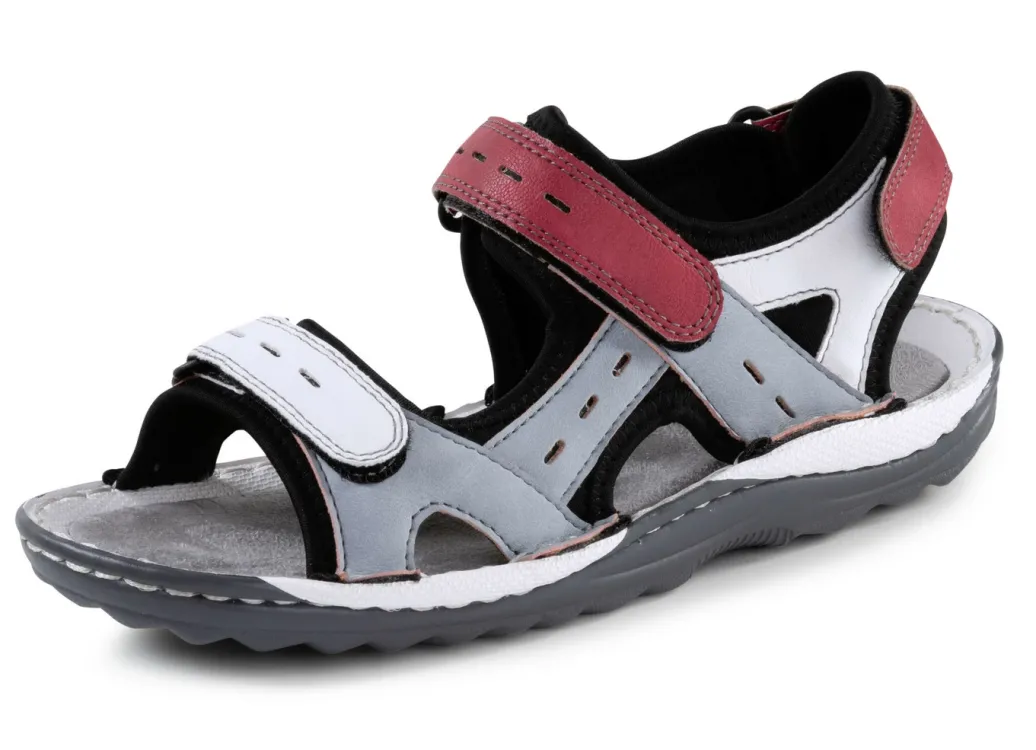 ELENA EDEN Damenschuhe|Schuhe>, sportliche Damen-Trekkingsandalen, Weite G, mit Klettverschluss BLEU-WEISS-ROT