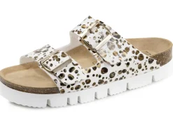 ELENA EDEN Damenschuhe|Schuhe>, trendige Damen-Pantoletten, Weite H, mit Klettspangen CREME-BRONZE