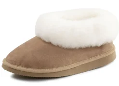 ELENA EDEN Schuhe|Damenschuhe>, warme Damen-Hausschuhe, Weite G, mit Lammfell TABAKBRAUN