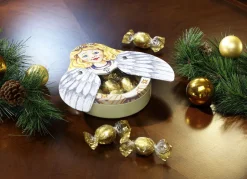 Weihnachtsleckereien|Weihnachtliche Geschenkideen>Engelsdose mit aufklappbaren Flügeln BUNT