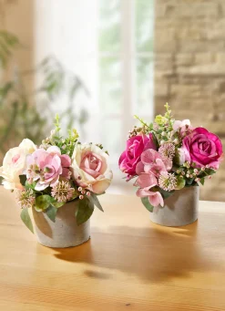 Dekoration>2er-Set Gestecke mit Rosen und Hortensien ROSA-PINK