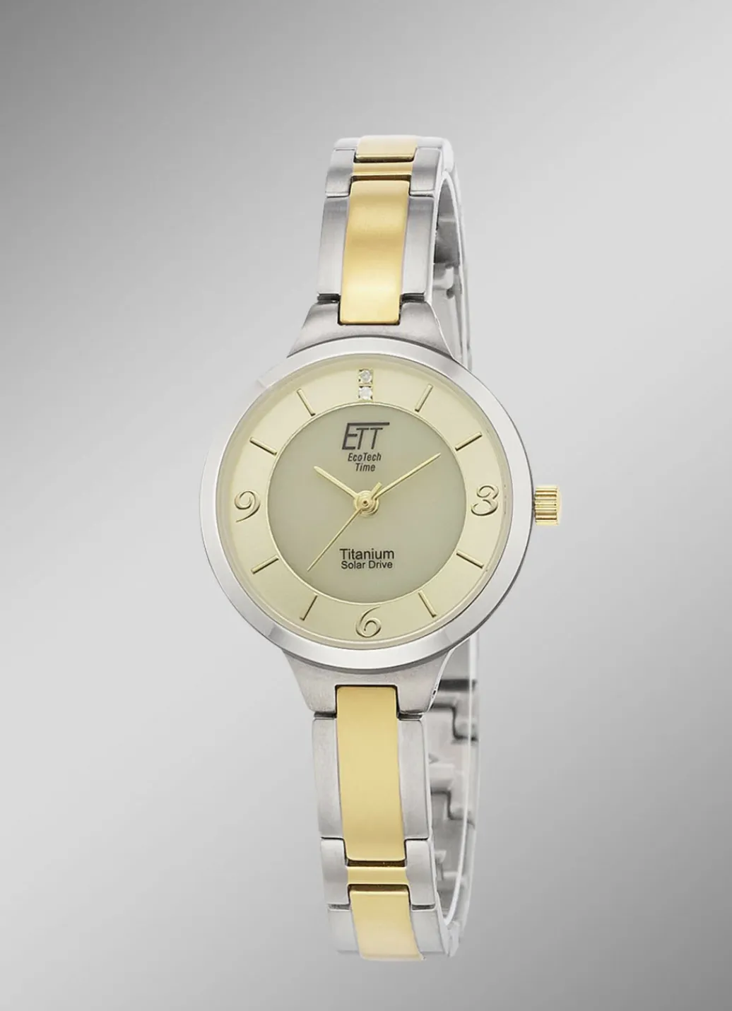 ETT Damenuhren>-Solar-Damenuhr mit Titanbandgehäuse