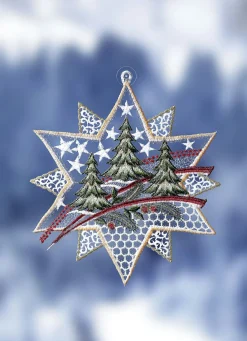 PLAUENER SPITZE Fensterdekorationen|Dekoration>Fensterbild aus echter TANNEN