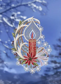 PLAUENER SPITZE Fensterdekorationen|Dekoration>Fensterbild aus echter BUNT