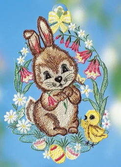 PLAUENER SPITZE Heimtextilien|Dekoration>Fensterbild Häschen aus BUNT