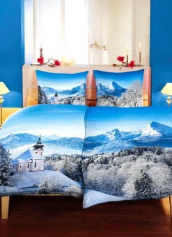 MESANA Heimtextilien>Flanell Partner-Bettwäsche BLAU