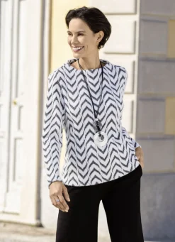 Laura Kent Blusen & Tuniken>Flauschige Shirt-Tunika von laurakent ECRU-SCHWARZ