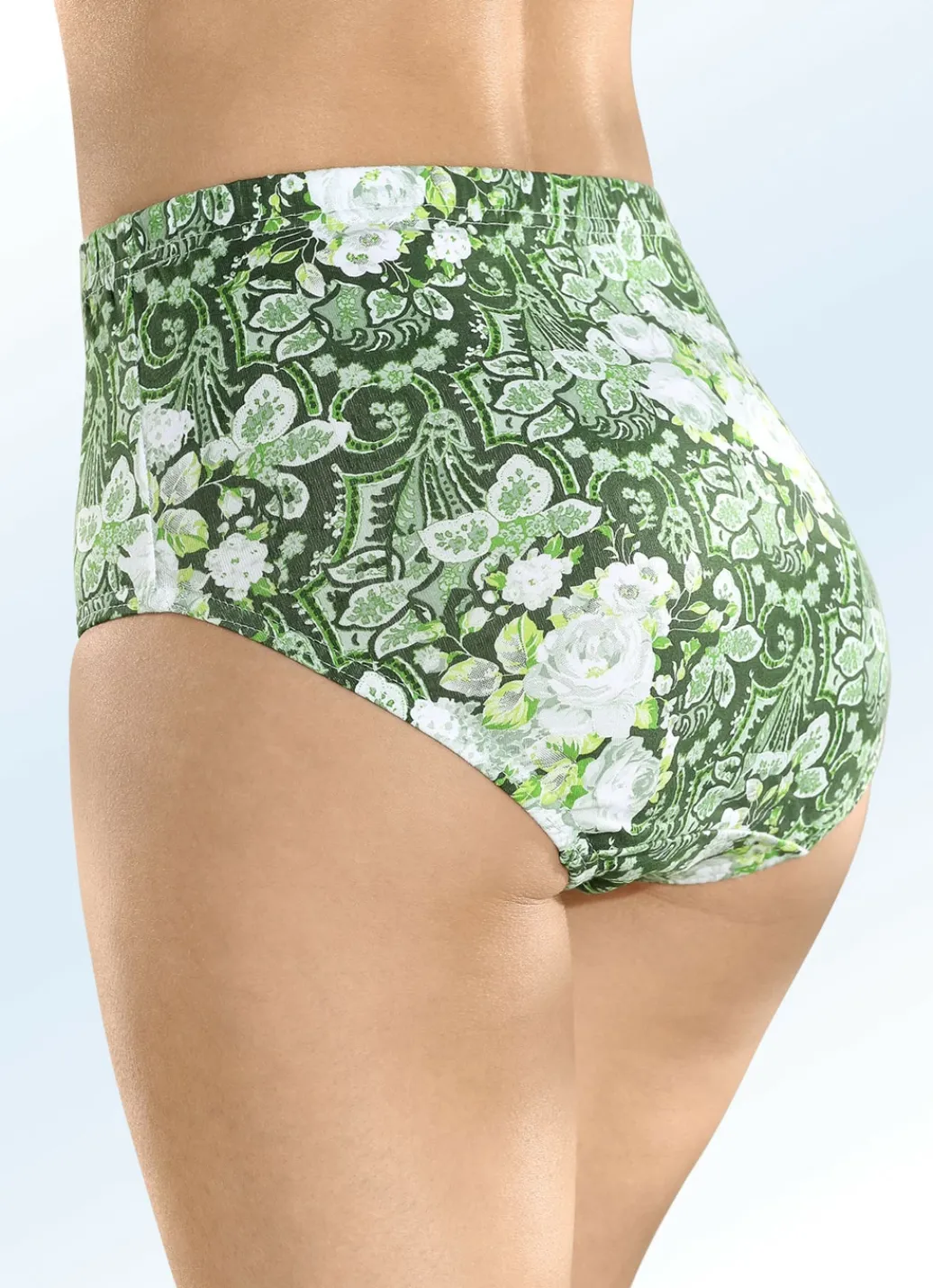 Wäsche|Damenwäsche>Fünferpack Slips mit Gummizug am Bund WEISS-GRÜN