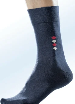 Herrenwäsche|Wäsche>Fünferpack Socken mit handgekettelter Spitze und druckfreiem Bund