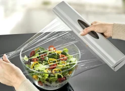 Haushaltshelfer>Folienspender mit Federmechanismus GRAU