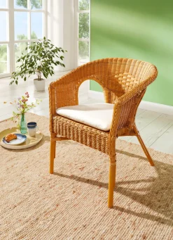 Möbel>Formschöner Rattansessel aus Peddigrohrgeflecht HONIG