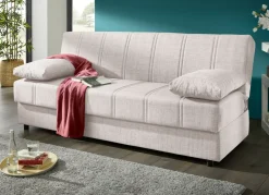 Möbel>Frei im Raum aufstellbares Schlafsofa mit Dekokissen und Bettkasten