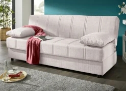 Möbel>Frei im Raum aufstellbares Schlafsofa mit Dekokissen und Bettkasten