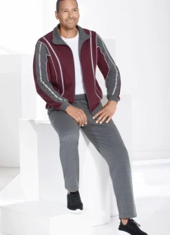 Sport- & Freizeitmode>Freizeitanzug mit elastischen Ärmelabschlüssen BORDEAUX-ANTHRAZIT MELIERT