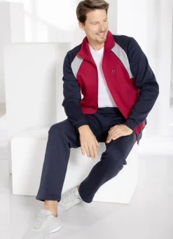 Sport- & Freizeitmode>Freizeitanzug mit Seitentaschen ROT-MARINE-GRAU