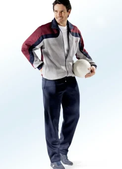 Sport- & Freizeitmode>Freizeitanzug mit zwei Hosen GRAU MELIERT-MARINE-BORDEAUX