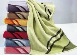 Heimtextilien>Frottier-Serie mit ansprechendem, diagonalem Wellen-Dessin