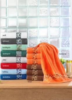 Heimtextilien>Frottier-Serie mit Jacquard-Bordüre