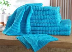 Heimtextilien>Frottier-Set, 10-teilig, mit Bordüre und Kordelaufhänger