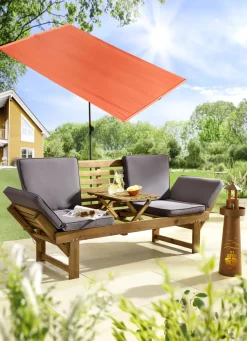 Gartenmöbel>Funktionsbank aus Akazienholz inkl. Kissen BRAUN