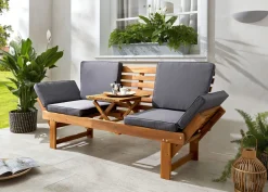 Gartenmöbel></noscript>Funktionsbank aus Akazienholz inkl. Kissen BRAUN