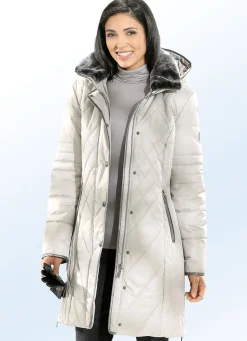 Jacken & Mäntel></noscript>Funktions-Kurzmantel kontrastfarbenen Nappaleder-Imitatpaspeln