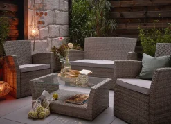 Gartenmöbel>Garten-Lounge, 4-teilig mit Auflagen GRAU