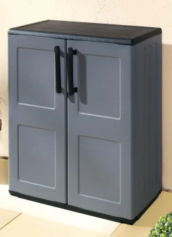 Gartenmöbel>Gartenschrank mit soliden Stahlscharnieren GRAU