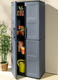 Gartenmöbel></noscript>Gartenschrank mit soliden Stahlscharnieren GRAU