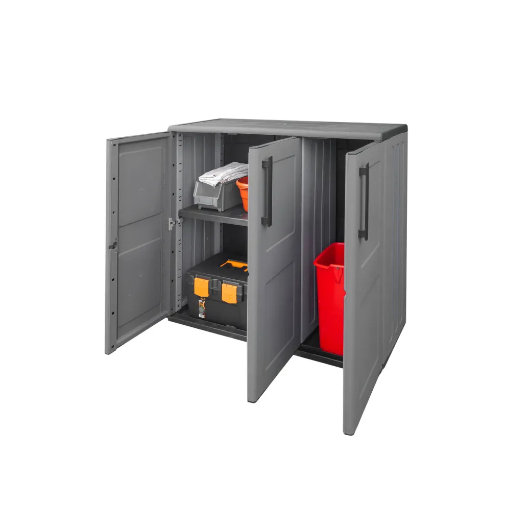 Gartenmöbel>Gartenschrank mit soliden Stahlscharnieren GRAU