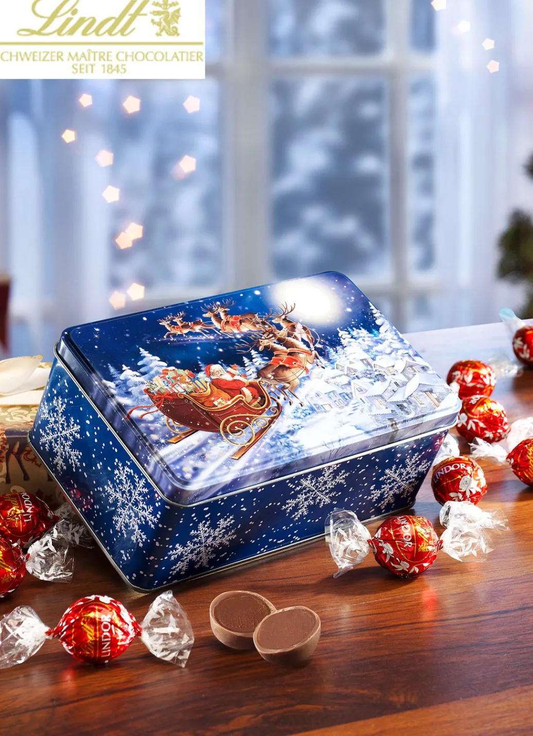 Lindt Weihnachtsleckereien|Weihnachtliche Geschenkideen>Gebäckdose Weihnachts-Schlitten von