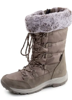 Schuhe|Damenschuhe>Gefütterte Damen-Stiefel, Winterschuhe, mit Reißverschluss TAUPE