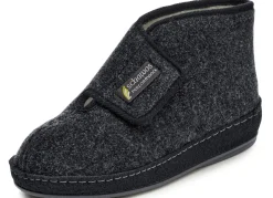 Herrenschuhe|Schuhe>Gefütterte Herren-Hausschuhe, mit Schurwolle ANTHRAZIT-SCHWARZ