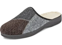 Herrenschuhe|Schuhe>Gefütterte Herren-Hausschuhe, mit Schurwolle GRAU-BRAUN