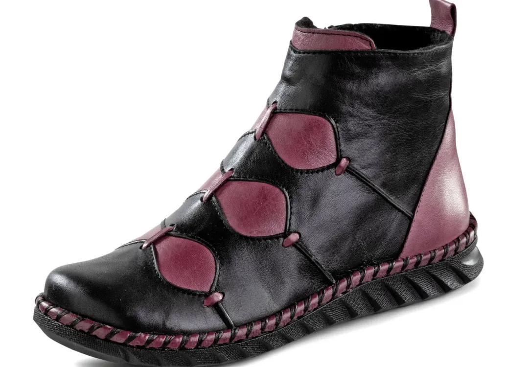 Gemini Schuhe|Damenschuhe>Bootie aus dezent schattiertem Rind-Nappaleder SCHWARZ-BORDEAUX
