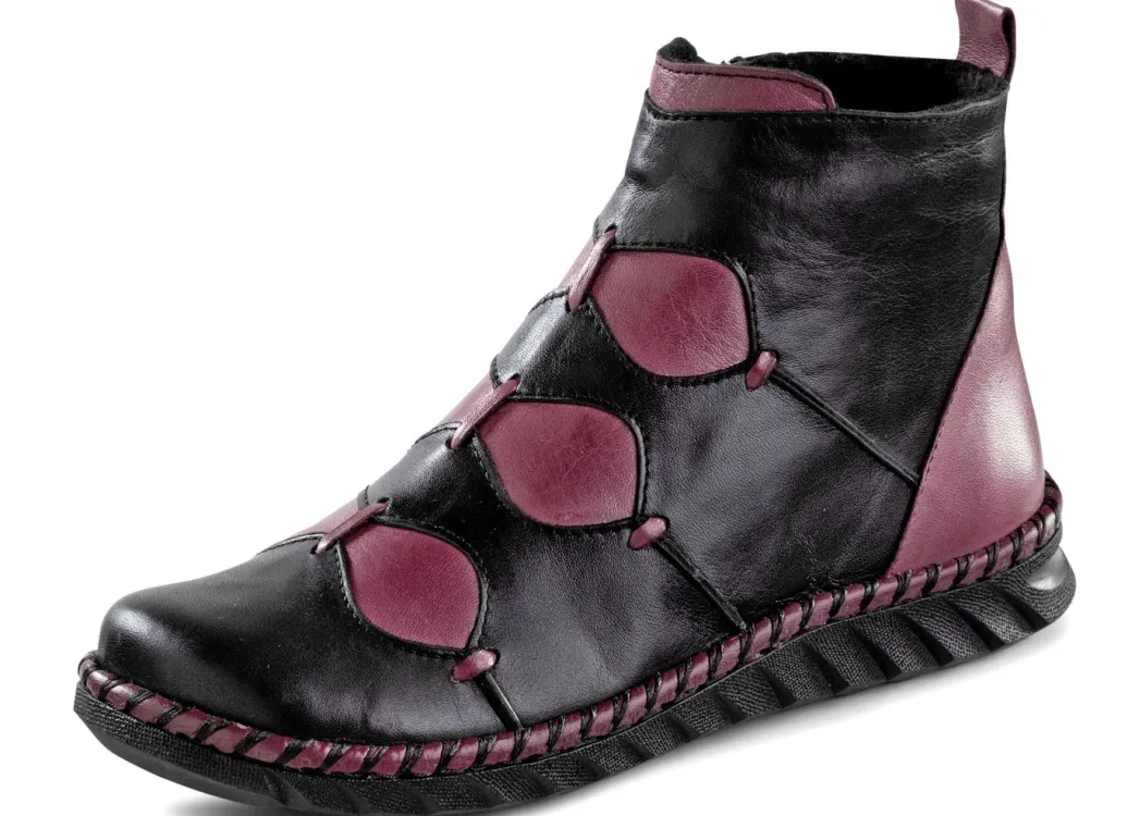 Gemini Schuhe|Damenschuhe>Bootie aus dezent schattiertem Rind-Nappaleder SCHWARZ-BORDEAUX