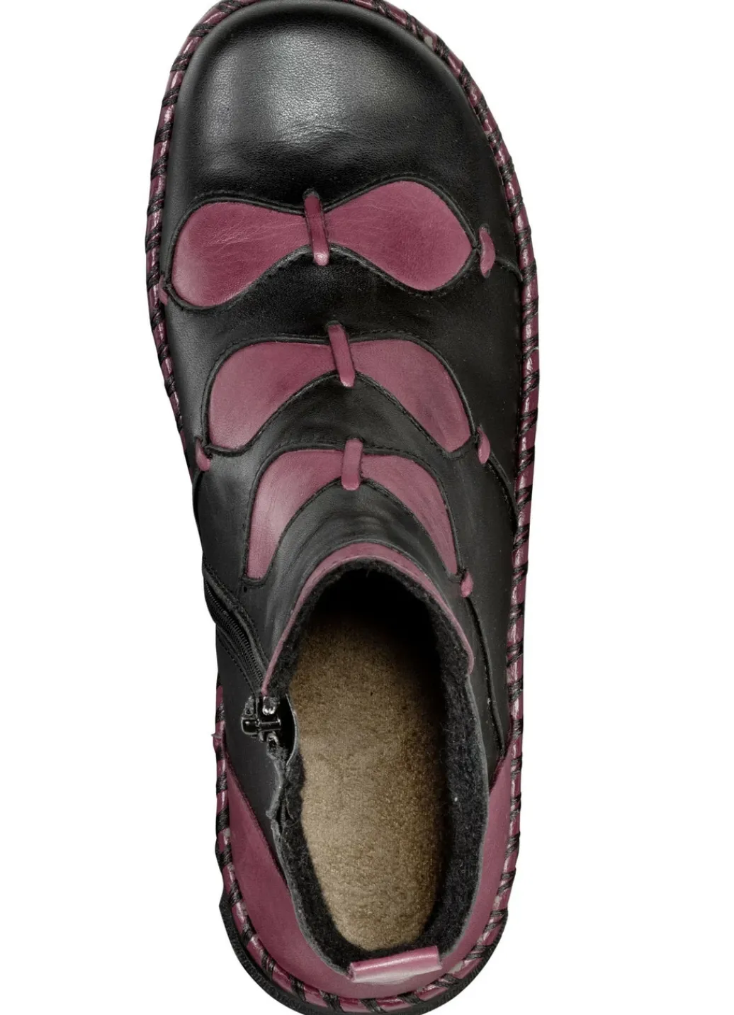 Gemini Schuhe|Damenschuhe>Bootie aus dezent schattiertem Rind-Nappaleder SCHWARZ-BORDEAUX