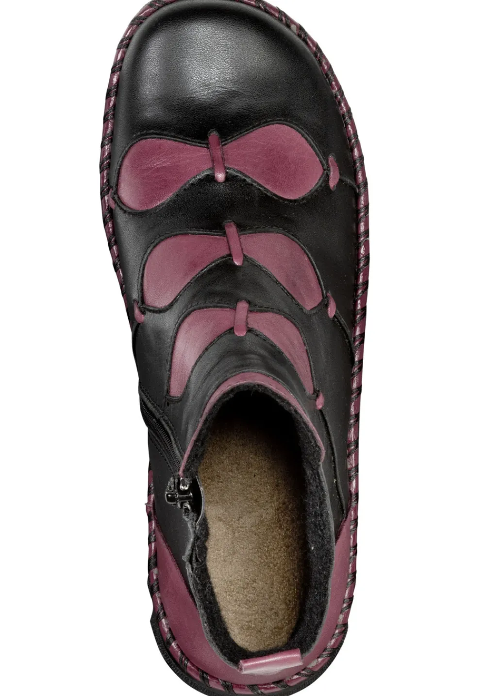 Gemini Schuhe|Damenschuhe>Bootie aus dezent schattiertem Rind-Nappaleder SCHWARZ-BORDEAUX