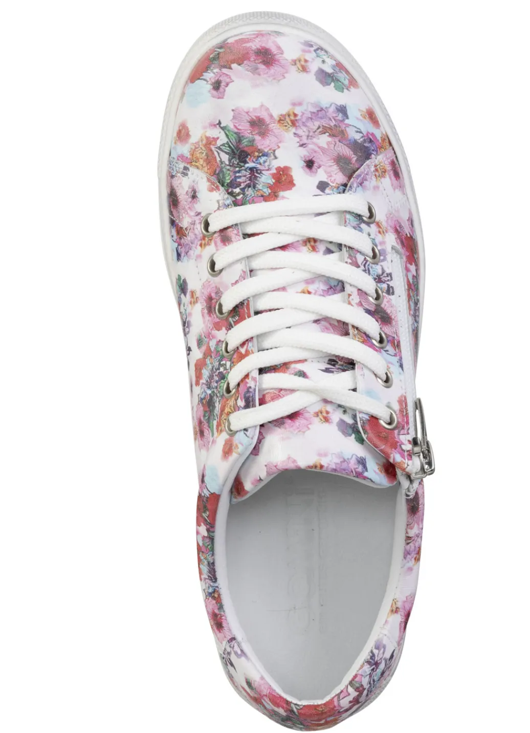 Gemini Schuhe|Damenschuhe>Schnür-Sneaker aus beschichtetem, floral bedrucktem Nappaleder WEISS-PINK