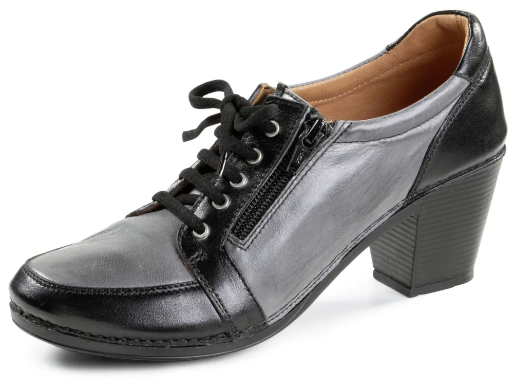 Gemini Schuhe|Damenschuhe>Schnür-Trotteur aus teilweise schattiertem Nappaleder GRAU-SCHWARZ