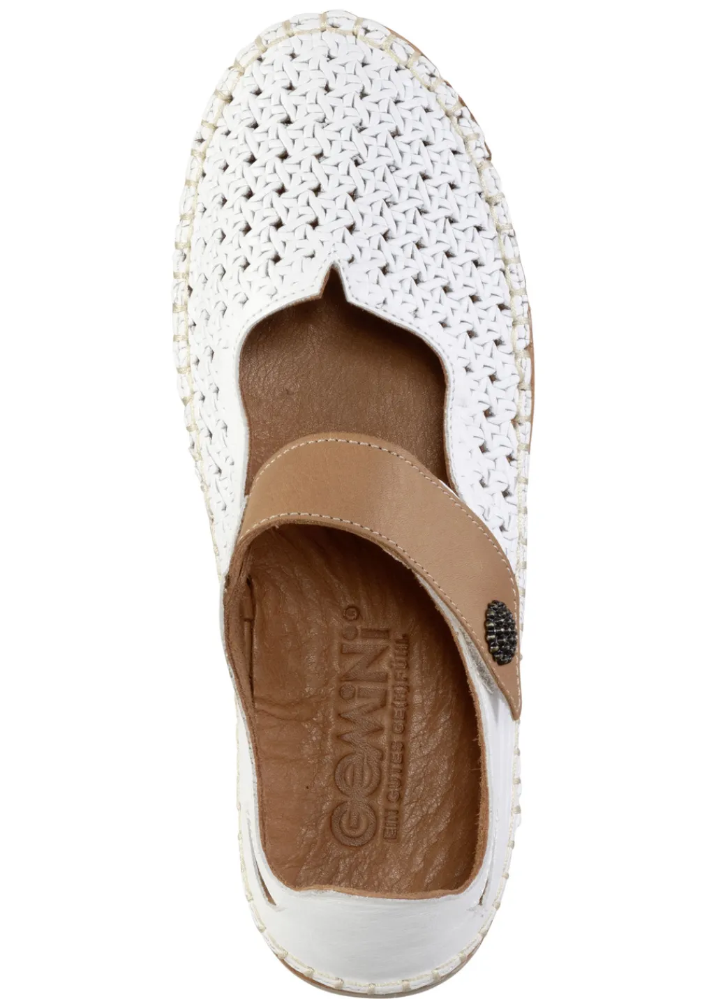 Gemini Schuhe|Damenschuhe>Slipper aus Nappaleder WEISS-CAMEL