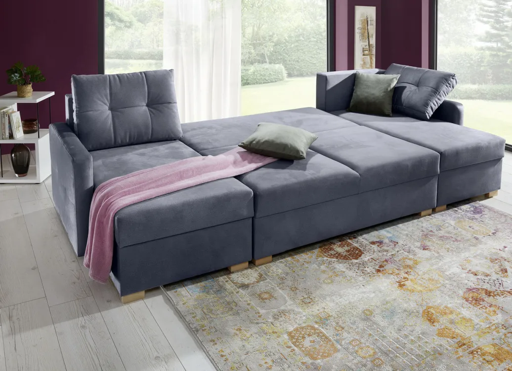 Möbel>Gemütliche Wohnlandschaft mit Bettfunktion und 3 Bettkästen