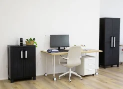 Gartenmöbel></noscript>Geräteschrank Garage mit Holzlamellen-Effekt SCHWARZ