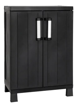 Gartenmöbel></noscript>Geräteschrank Garage mit Holzlamellen-Effekt SCHWARZ