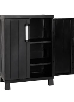 Gartenmöbel></noscript>Geräteschrank Garage mit Holzlamellen-Effekt SCHWARZ