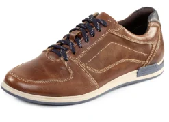 GINO GALANTE Herrenschuhe|Schuhe>, klassische Herren-Schnürschuhe, mit blauem Besatz COGNAC