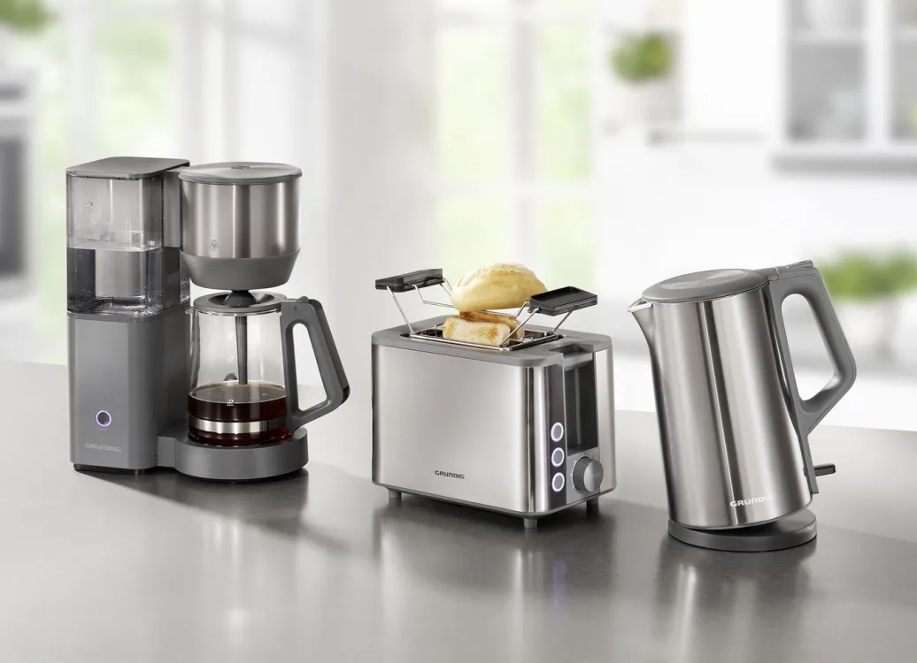 GRUNDIG Elektrische Küchengeräte|Technik>Frühstücksserie aus hochwertigem Edelstahl